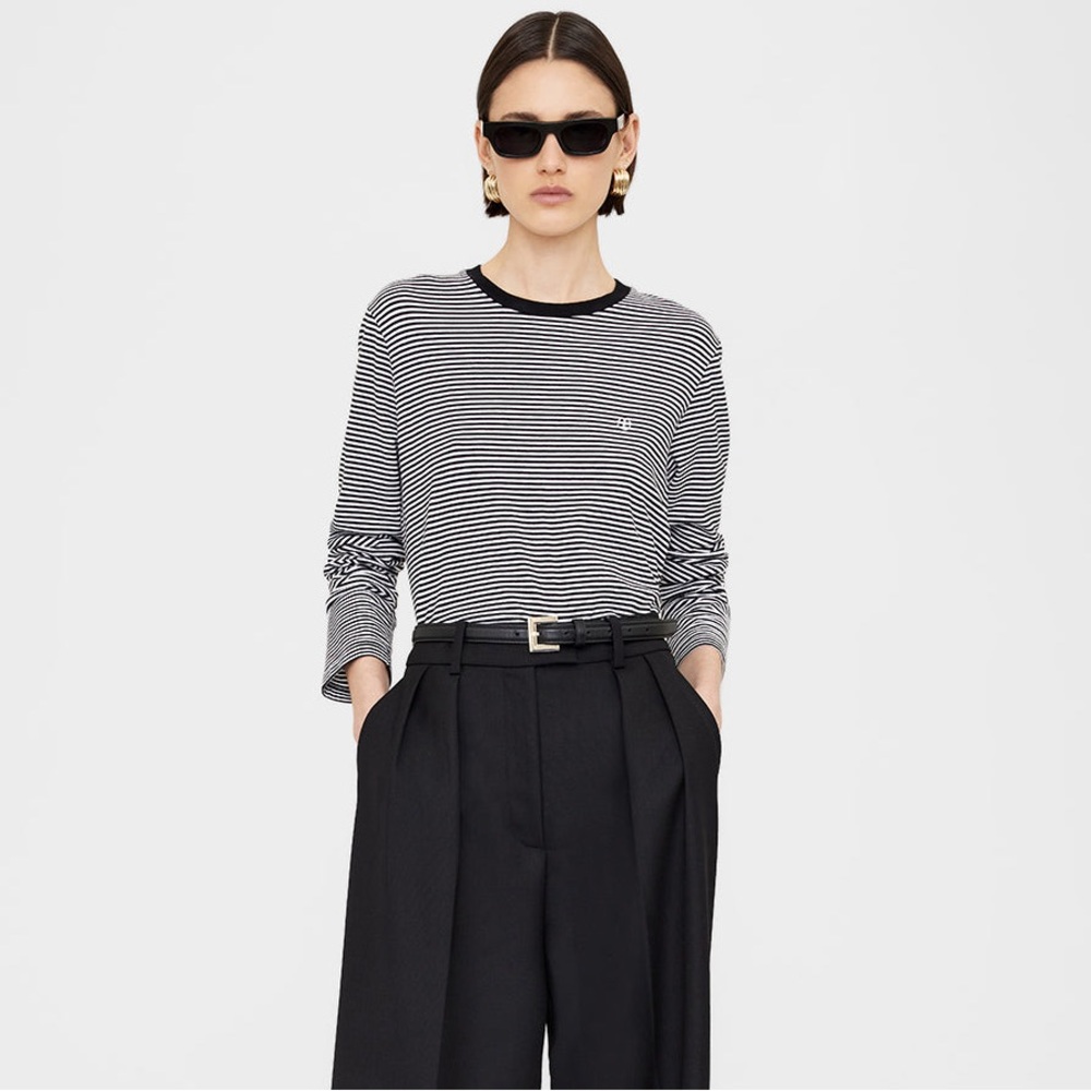 $180 Annie Bing Rylan stripped long sleeve T-shirt top